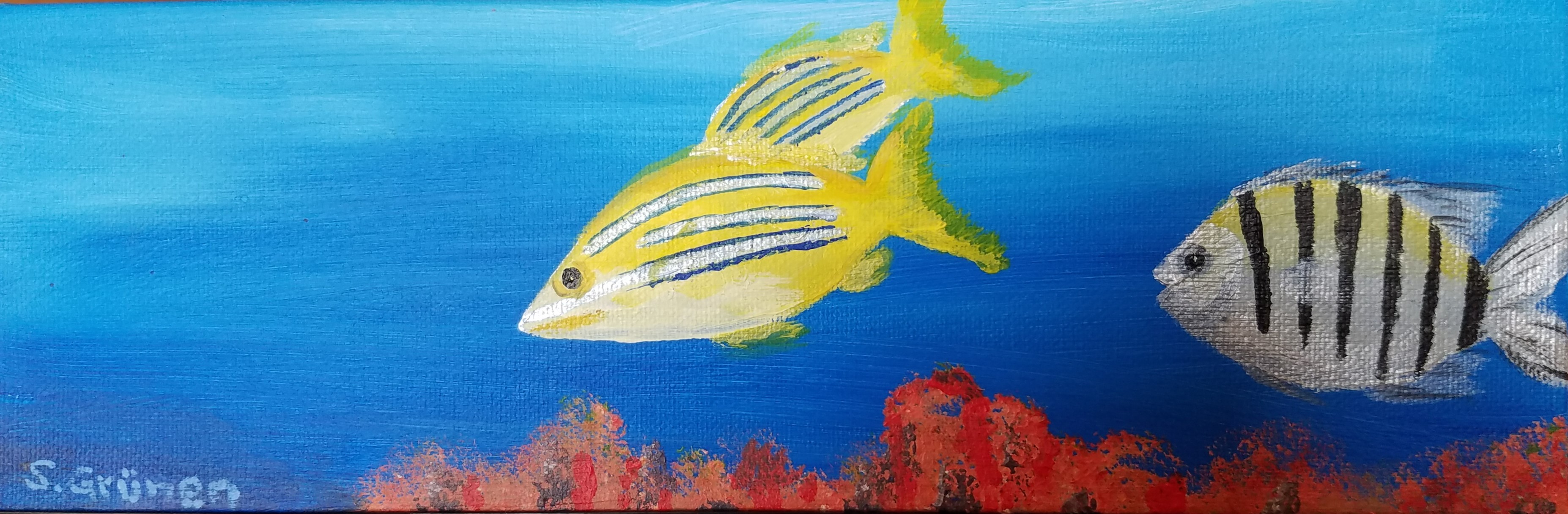 acrylic painting fish and coral